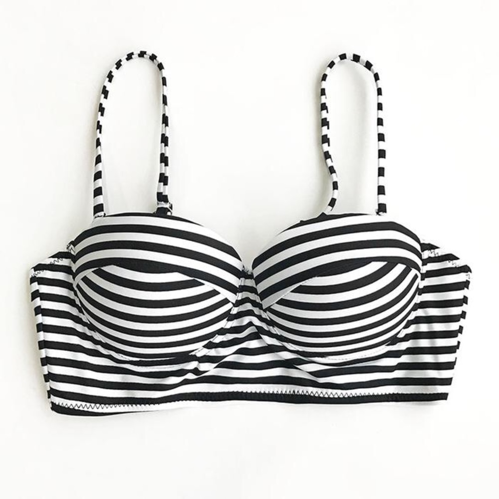 Black & White Stripe Vintage look bikini top